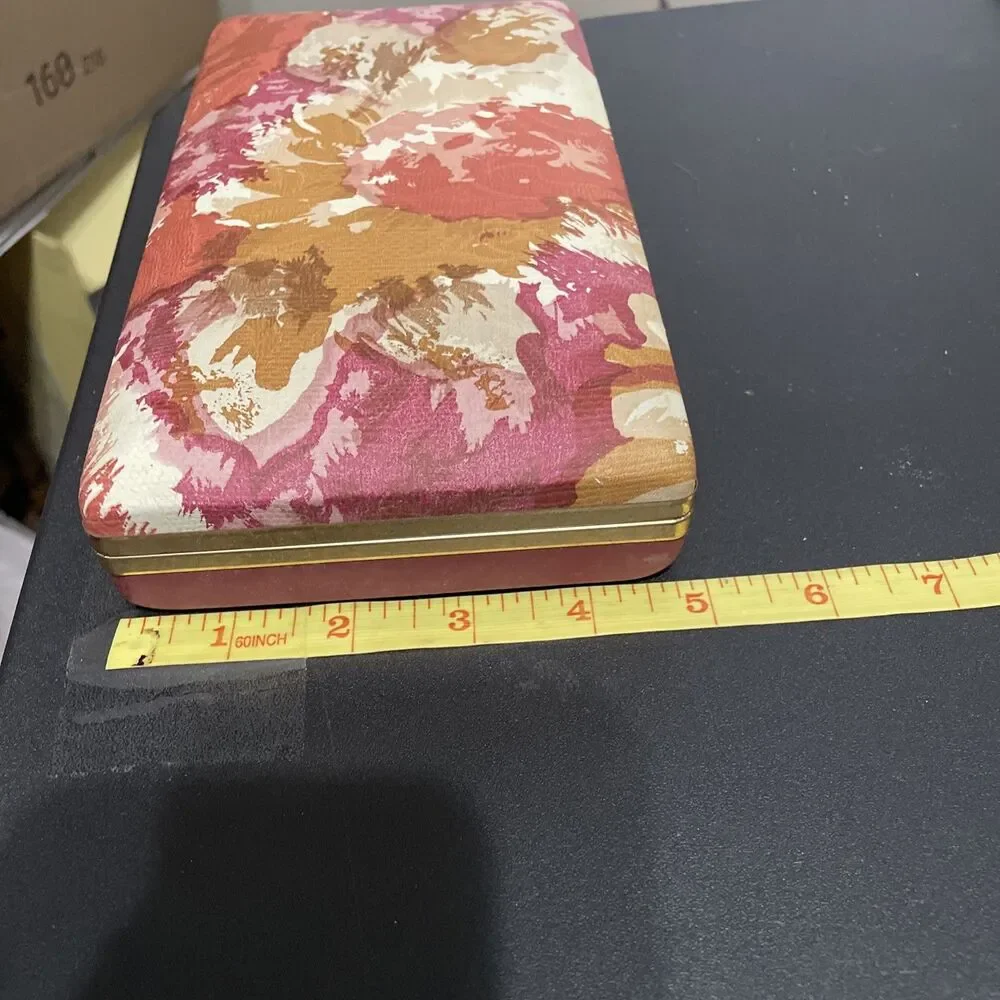 Vintage Pink Flower Watercolor Jewelry Box (Velvet & Satin  Lined) 8.5” x 4.5